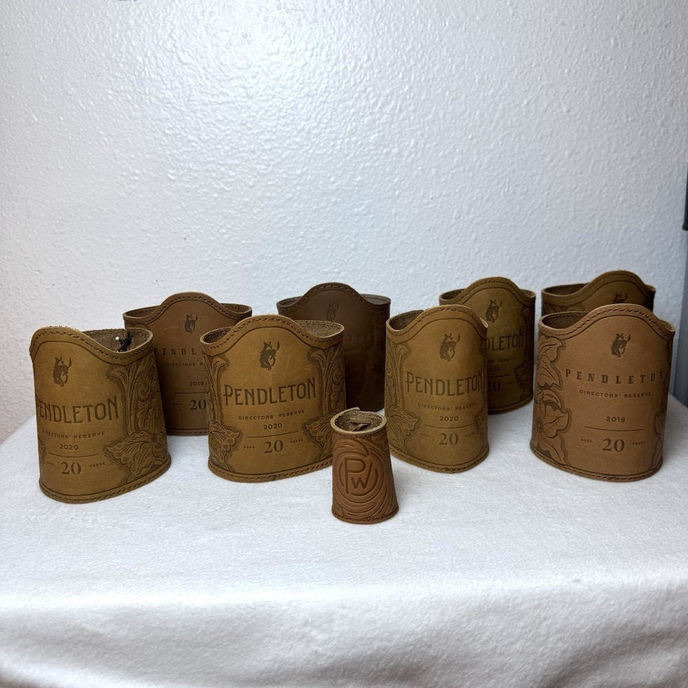 Lot Of 9‎ Pendleton Whiskey Director's Reserve Sleeves Leather Cover Bottle Neck